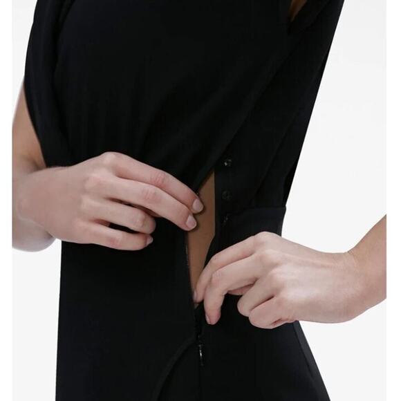 MM Lafleur 14 Dress Black Tory Knee Length Wrap Style Short Sleeve Sheath NEW - Picture 15 of 15